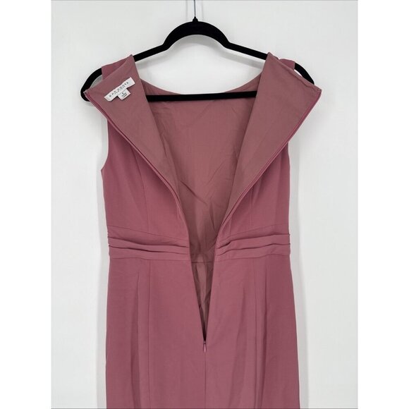 Kay Unger Sansa Womens Size 4 Pink Pleated Bateau Neck Sleeveless Formal Gown - Picture 8 of 14